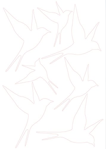 Plage Charming Stickers 3D Decoration-White [7 Birds Between 8 x 6,5 cm and 14 x 11 cm], Plastik, 14 x 0.1 x 11 cm, 7-Einheiten von PLAGE