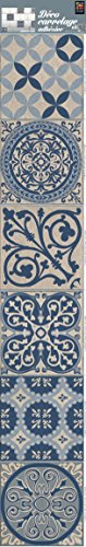 PLAGE Smooth - Tiles Fliesen Sticker Zementfliesen Acores [6 Bogen 15 x 15 cm x 5.90’’ ], Vinyl, Blue and beige, 15 x 0,1 x 15 cm von PLAGE