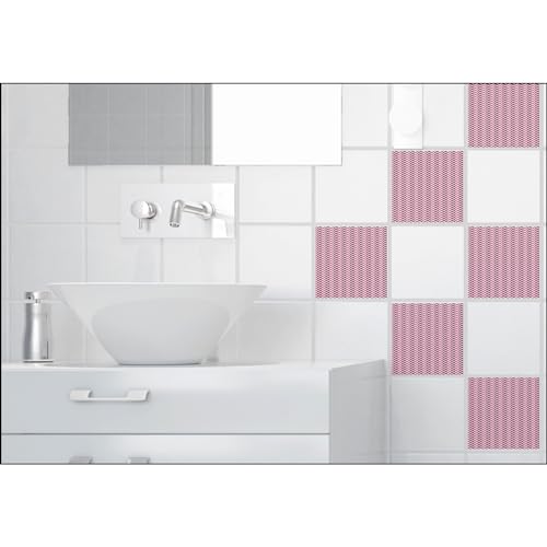 Plage Smooth - Tiles Fliesen stickerKratzer[6 Bogen 15 x 15 cm], Vinyl, pink, 15 x 0,1 x 15 cm von Plage