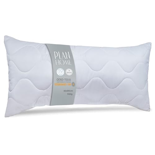 Plan Home Kopfkissen 40x80 Schwerer 550g Oeko-Tex Hypoallergen Schlafkissen Waschmaschine Waschbar bis 60° - Atmungsaktiv Dekokissen oder Bettkissen - Pillow von Plan Home