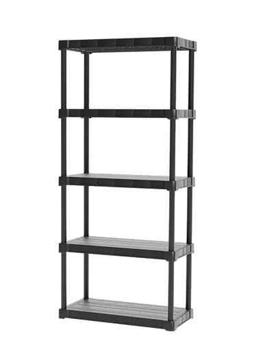 Plana Lagerregal, aus Kunststoff mit TUV Zertifikat, Kann bis zu 100 KG Tragen - 20 kg pro Boden. Leichte und schnelle Montage (5 Etagen, 80x40 cm) von Plana