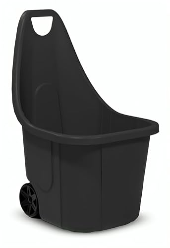 Schubkarre Gartenkarre 60L kann bis zu 40kg tragen. Gartenwagen aus Kunststoff 84x60x50 cm (Schwarz) von Plana