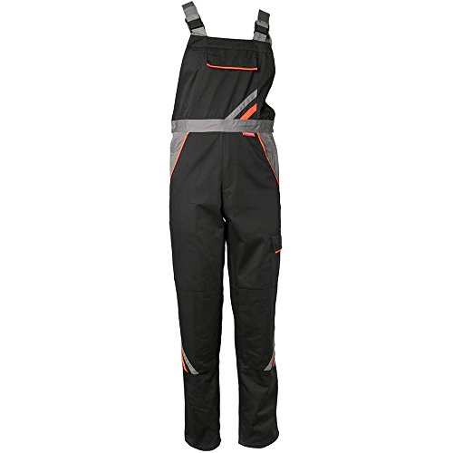 Planam 2431064 Visline Latzhose, Schwarz/Orange/Zink, Größe 64 von Planam