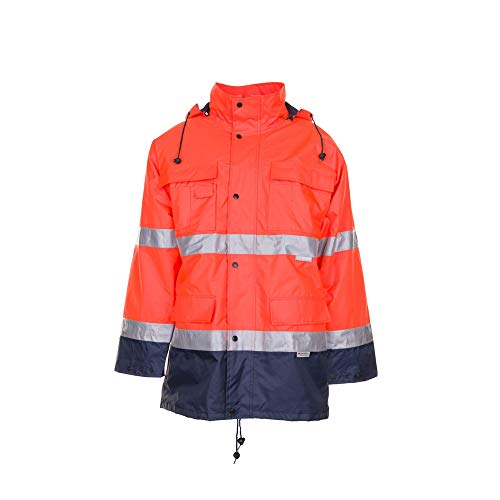 Planam Größe XXXL Herren Warn-/Wetterschutz Parka 2-farbig orange marine Modell 2056 von Planam