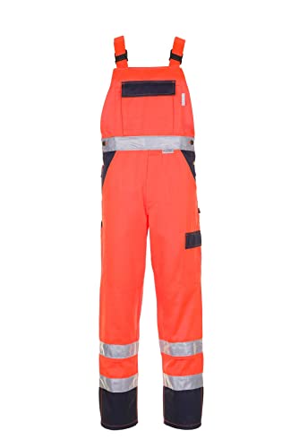 Planam 2026044 Warnschutz Latzhose, Orange/Marine, Größe 44 von Planam