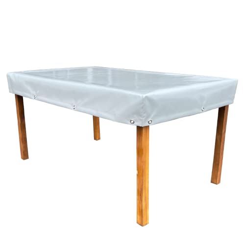 Gartentisch Abdeckhaue | Abdeckhaube Gartentisch Rechteckig | wasserdichte Schutzhülle aus LKW Plane | UV- und frostbeständig Hülle für Gartenmöbel | (130cm x 80cm, Staubgrau) von Plane B