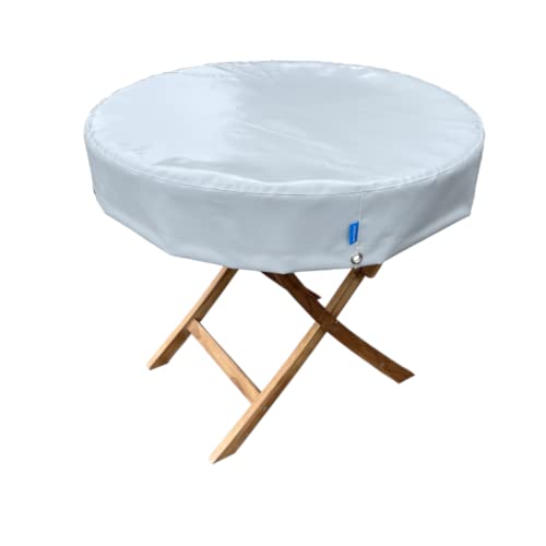 Gartentisch Abdeckhaue | Abdeckhaube Gartentisch Rund | wasserdichte Schutzhülle aus LKW Plane | UV- und frostbeständig Hülle für Gartenmöbel (Ø = 180cm, Beige) von Plane B
