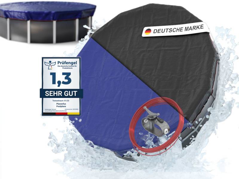 Planenfux® Pool-Abdeckplane Beidseitig nutzbare 2-in-1 Poolplane für Rundpools, Ø 460 - 500 cm Pool Abdeckung rund aus verstärktem 200g/m² PE Material von Planenfux®