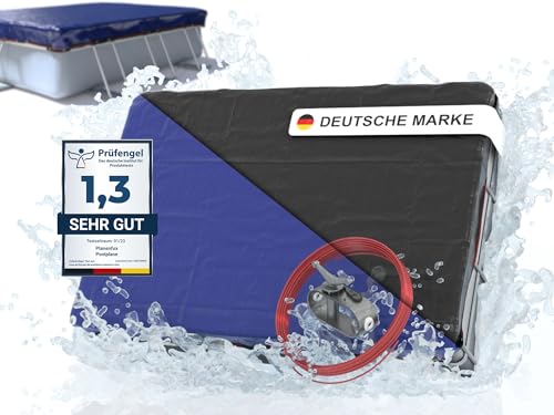 Planenfux® Poolabdeckung rechteckig 300x200 cm | 2-in-1 Poolplane rechteckig aus 200g/m² PE Material | Solar Pool Abdeckplane rechteckig für Sommer & Winter | Pool Plane | 360x260 cm Pool Abdeckung von Planenfux