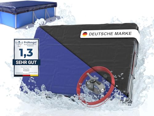 Planenfux® Poolabdeckung rechteckig 630x360 cm | 2-in-1 Poolplane aus 200g/m² PE Material | Sommer & Winter Abdeckung für Schwimmbecken | Solarplane Pool Plane | 710x440 cm Schwimmbad Abdeckplane von Planenfux