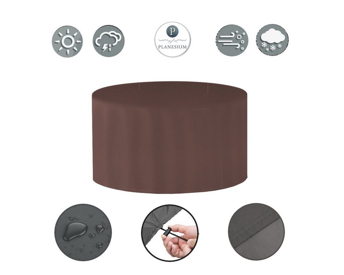 Planesium Gartenmöbel-Schutzhülle Abdeckhaube Abdeckplane für Gartentisch Rund Hülle Abdeckung Tisch (Premium Gartentisch Schutzhülle, Wasserdicht, Reißfest), Kaffee Latte Ø 75cm x 75cm von Planesium