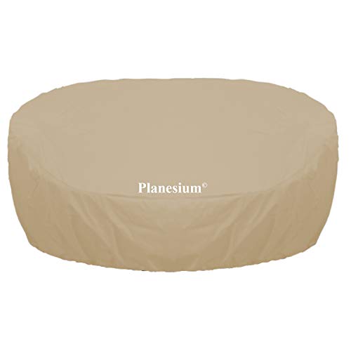 Planesium Premium Abdeckplane Sonneninsel RUND Abdeckhaube Liegeinsel Hülle Lounge Abdeckung Runder Schutzhülle Atmungsaktiv Wasserdicht Polyrattan (170cm Breite x HV 45cm HH 85cm, Beige) von Planesium