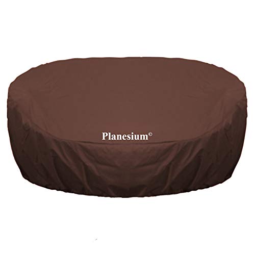 Planesium Premium Abdeckplane Sonneninsel RUND Abdeckhaube Liegeinsel Hülle Lounge Abdeckung Runder Schutzhülle Atmungsaktiv Wasserdicht Polyrattan (200cm Breite x HV 40cm HH 85cm, Braun) von Planesium