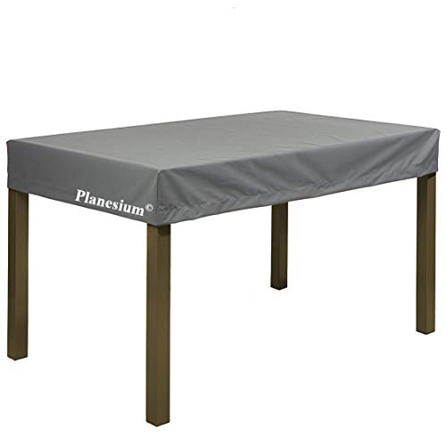 Planesium Premium Gartentisch Gartenmöbel Hülle Abdeckung Schutzhülle Haube Abdeckplane Garnitur wasserdicht atmungsaktiv 575g /lfm (Anthrazit Breite 145cm x Tiefe 85cm x Höhe 15cm) von Planesium