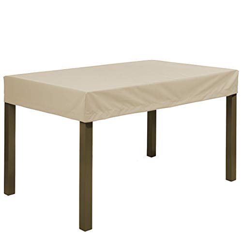 Planesium Premium Gartentisch Gartenmöbel Hülle Abdeckung Schutzhülle Haube Abdeckplane Garnitur wasserdicht atmungsaktiv 575g /lfm (Beige Breite 120cm x Tiefe 90cm x Höhe 30cm) von Planesium