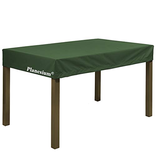 Planesium Premium Gartentisch Gartenmöbel Hülle Abdeckung Schutzhülle Haube Abdeckplane Garnitur wasserdicht atmungsaktiv 575g /lfm (Olivgrün Breite 160cm x Tiefe 95cm x Höhe 15cm) von Planesium