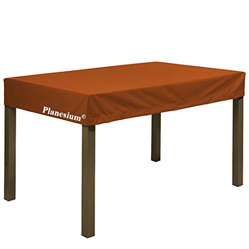 Planesium Premium Gartentisch Gartenmöbel Hülle Abdeckung Schutzhülle Haube Abdeckplane Garnitur wasserdicht atmungsaktiv 575g /lfm (Orange Breite 160cm x Tiefe 100cm x Höhe 30cm) von Planesium