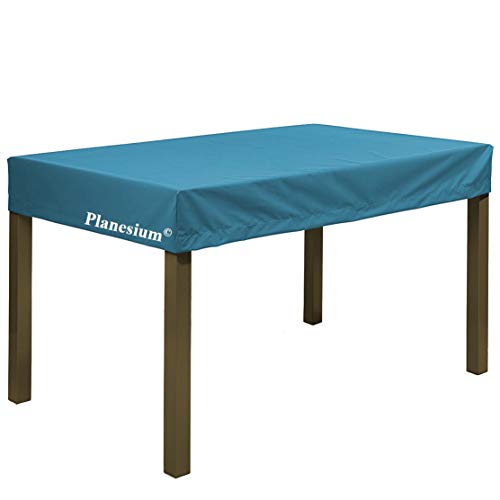 Planesium Premium Gartentisch Gartenmöbel Hülle Abdeckung Schutzhülle Haube Abdeckplane Garnitur wasserdicht atmungsaktiv 575g /lfm (Türkis Breite 140cm x Tiefe 85cm x Höhe 15cm) von Planesium