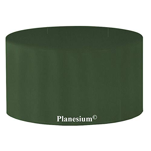 Planesium Premium Gartentisch rund Gartenmöbel Hülle Abdeckung Schutzhülle Haube Abdeckplane Garnitur wasserdicht atmungsaktiv reißfest 575g/lfm (Ø 125cm x Höhe 75cm, Olivgrün) von Planesium