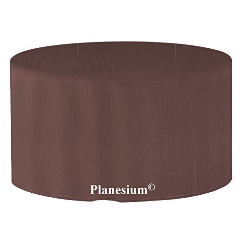 Planesium Premium Gartentisch rund Gartenmöbel Hülle Abdeckung Schutzhülle Haube Abdeckplane Garnitur wasserdicht atmungsaktiv reißfest 575g/lfm (Ø 80cm x Höhe 75cm, Kaffee Latte) von Planesium