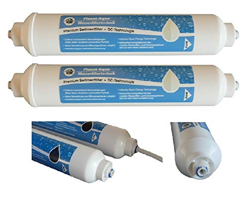 1 x SBS Kühlschrankfilter Sedimentfilter Patrone 5 Mikron Feinheit Ersatzfilter mit 2 Zoll Ø inkl. QUICK CHANGE Technologie Universal externer Wasserfilter für Kühlschrank mit 6mm Zuleitung von Planet-Aqua