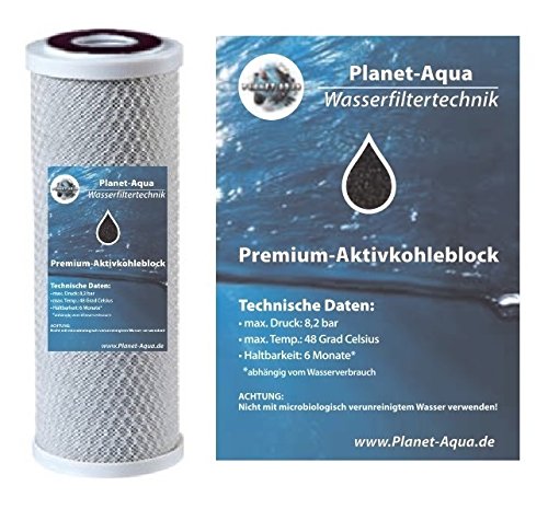 Planet-Aqua 2 x WASSERFILTER AKTIVKOHLE Block 10 Zoll FÜR UMKEHR Osmose - KÜCHE Filter VORFILTER FILTERGEHÄUSE GEGEN Geruch KEIME BAKTERIEN HAUSWASSER von Planet-Aqua