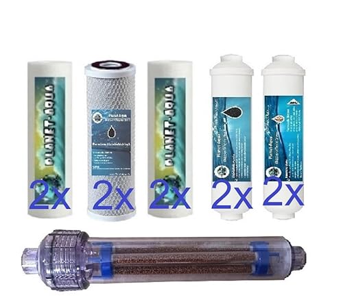 PLANET-AQUA ERSATZFILTER 7 STUFEN + NEGATIV IONEN FILTER AIFIR für die Umkehrosmose Wasserfilter Osmose Anlage und den Trinkwasserfilter von Planet-Aqua