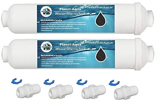 Planet-Aqua 8 SBS Kühlschrank Aktivkohle Filter Wasserfilter inkl. Schlauch Adapter für 1/4 Zoll 6mm Schlauch für LG Siemens Side by Side Kühlschrankfilter von Planet-Aqua