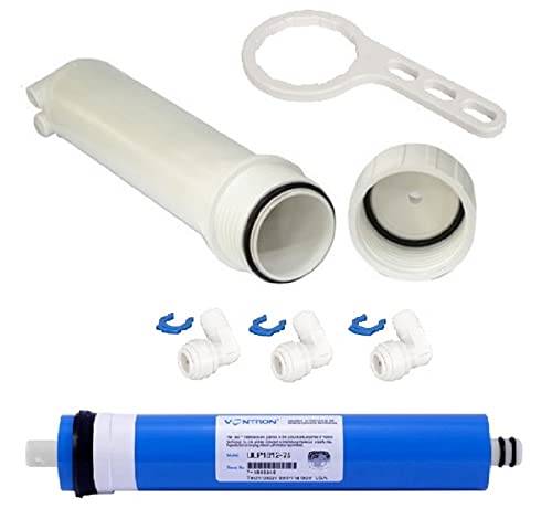 Planet-Aqua Filter Membran Gehäuse Set inkl. 100 GPD Membrane Schlüssel Winkel Adapter für die Umkehrosmose Osmoseanlage Wasserfilter Filtergehäuse von Planet-Aqua