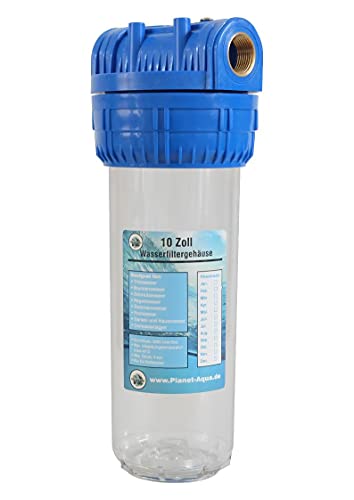 Wasserfilter Gehäuse 10 Zoll Filtergehäuse mit 3/4 Zoll IG-Anschluss Wasser Pumpen Vorfilter Brunnen Hauswasserwerk Osmoseanlage Küchen Garten Hauswasser Trinkwasser Filter Pumpe von Planet-Aqua