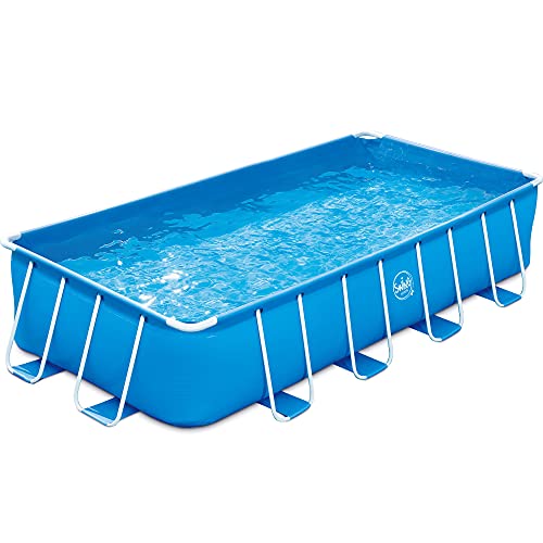 Frame Pool blau rechteckig 488x244x107cm Set mit Skimmer Plus 1000 SX Kartuschenfilter von Planet Pool
