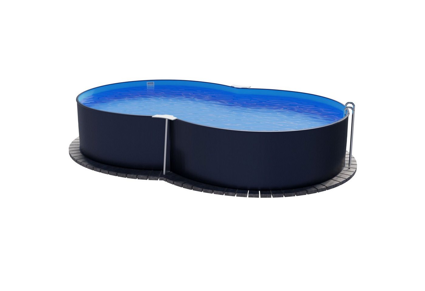 Planet Pool Achtformpool Stahlwandpool achtform 540x350x120 cm, Stahl 0,4 m (Einzelbecken), verzinkte Stahlwand von Planet Pool
