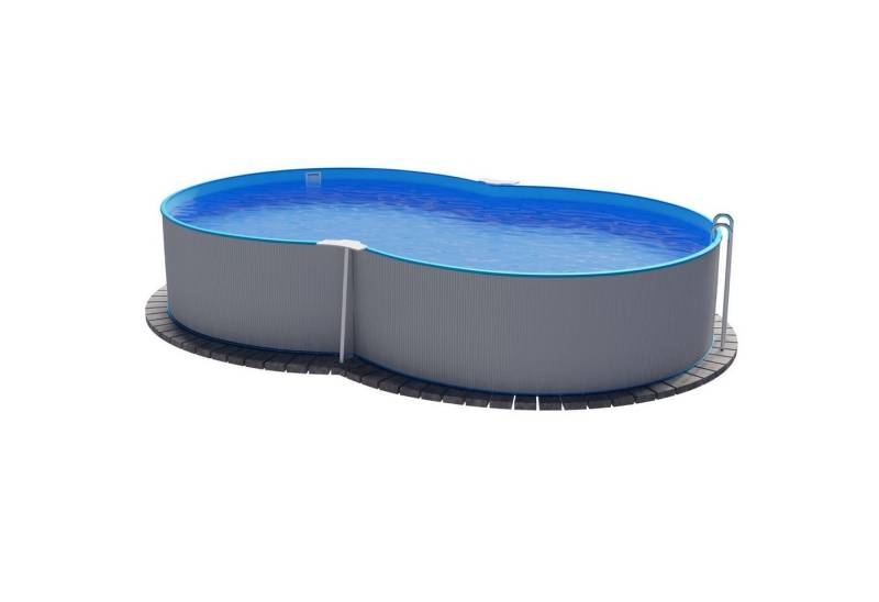 Planet Pool Achtformpool Stahlwandpool achtform 540x350x120 cm, Stahl 0,4 m (Einzelbecken), verzinkte Stahlwand von Planet Pool