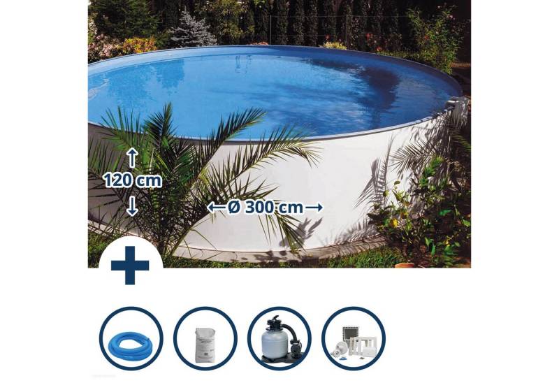 Planet Pool Rundpool Stahlwandpool Set rund Brasilia 300x120 cm, Stahl (Beckenset), verzinkte Stahlwand von Planet Pool