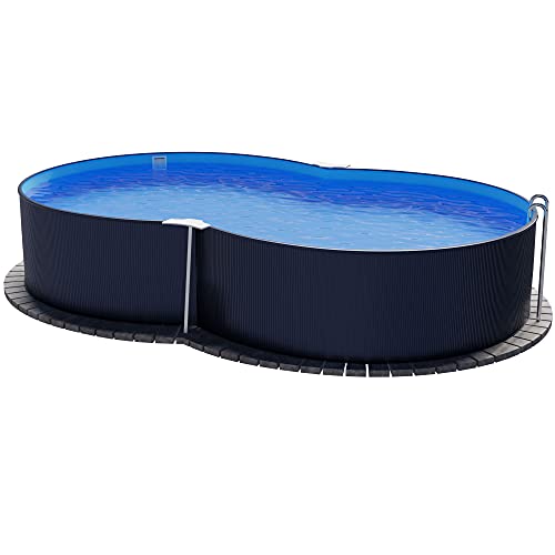Planet Pool Stahlwandpool achtform 470x300x120 cm, Stahl 0,4 mm anthrazit, Folie 0,4 mm blau, Einhängebiese Planet Pool Stahlwandpool achtform 470x300x120 cm, Stahl 0,4 mm anthrazit, Folie 0,4 mm blau, Einhängebiese von Planet Pool