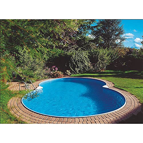 Planet Pool Stahlwandpool achtform Exklusiv 525x320x120 cm, Stahl 0,6 mm weiß, Folie 0,6 mm blau, Einhängebiese von Planet Pool