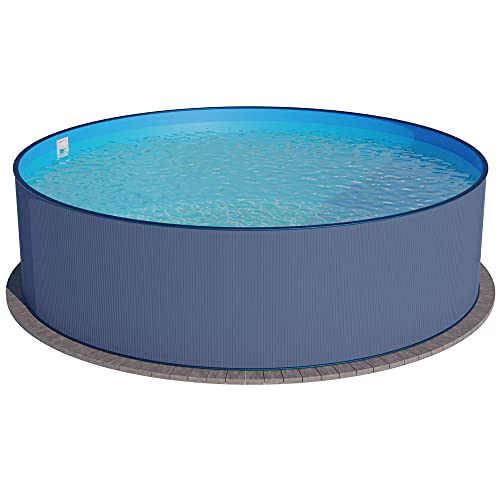 Planet Pool Stahlwandpool rund 400x120 cm, Stahl 0,4 mm anthrazit, Folie 0,4 mm blau, Einhängebiese von Planet Pool