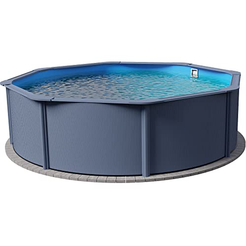 Planet Pool Stahlwandpool rund Classic 450x120 cm, Stahl 0,4 mm anthrazit, Folie 0,3 mm blau, Overlap von Planet Pool