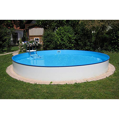 Planet Pool Stahlwandpool rund Exklusiv 600x150 cm, Stahl 0,8 mm weiß, Folie 0,6 mm blau, Einhängebiese von Planet Pool