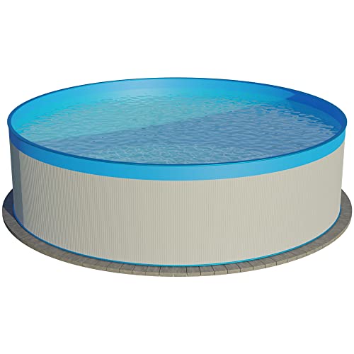 Planet Pool Stahlwandpool rund 350x90 cm, Stahl 0,3 mm weiß, Folie 0,2 mm blau, Overlap von Planet Pool