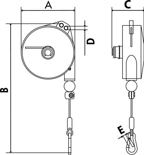 PLANETA G30006 Federzug mit Aluminium-Druckguss-Gehäuse, TCN 9323, Tragfähigkeit 6.0-8.0 kg, Seillänge 2.0 m, Edelstahl-Drahtseil Durchmesser 2.0 mm von Planeta
