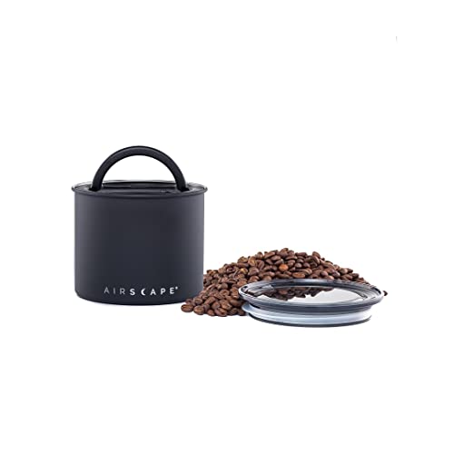 Airscape Edelstahl-Kaffeebehälter – Vorratsbehälter für Lebensmittel – Patentierter luftdichter Deckel – Erhaltung der Lebensmittelfrische durch überschüssige Luft (klein, mattschwarz) von Planetary Design