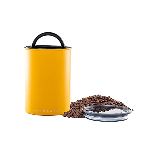 Planetary Design Airscape Edelstahl-Kaffeebehälter – Vorratsbehälter für Lebensmittel – Patentierter luftdichter Deckel – Überschüssige Lufterhaltung der Lebensmittelfrische (Medium, Mattgelb) von Planetary Design