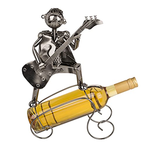 Out of the blue Rockstar mit Gitarre Weinflaschenhalter aus Metall - Gitarrist Weinflaschenständer Weinständer von Planete Discount