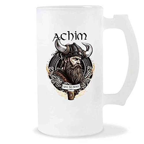 Planetee Bierkrug Achim | Vorname Viking Bierglas mit Spruch lustig Pint Geschenkidee zum Geburtstag von Planetee