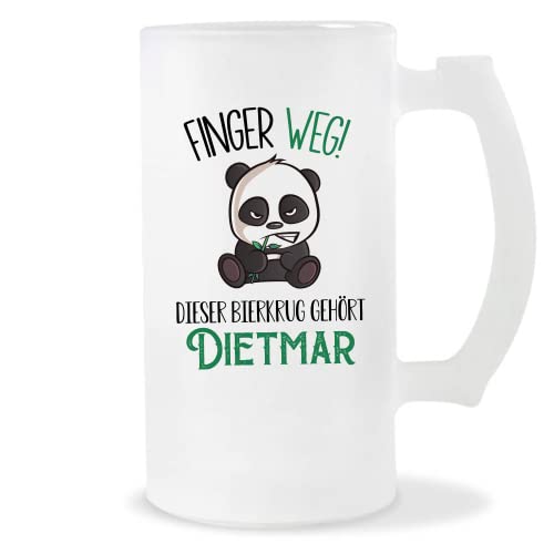 Planetee Bierkrug Dietmar | Finger Weg! | Vorname Panda Bierglas mit Spruch lustig Pint Geschenkidee zum Geburtstag von Planetee