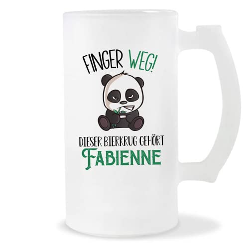 Planetee Bierkrug Fabienne | Finger Weg! | Vorname Panda Bierglas mit Spruch lustig Pint Geschenkidee zum Geburtstag von Planetee
