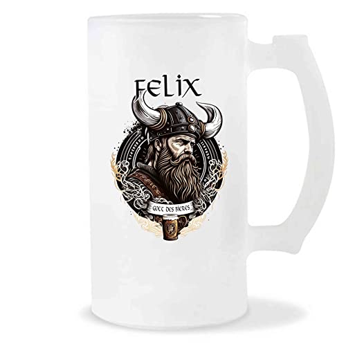 Planetee Bierkrug Felix | Vorname Viking Bierglas mit Spruch lustig Pint Geschenkidee zum Geburtstag von Planetee