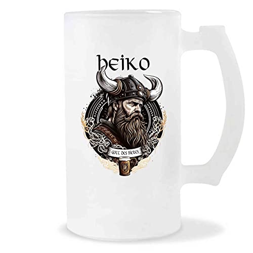 Planetee Bierkrug Heiko | Vorname Viking Bierglas mit Spruch lustig Pint Geschenkidee zum Geburtstag von Planetee