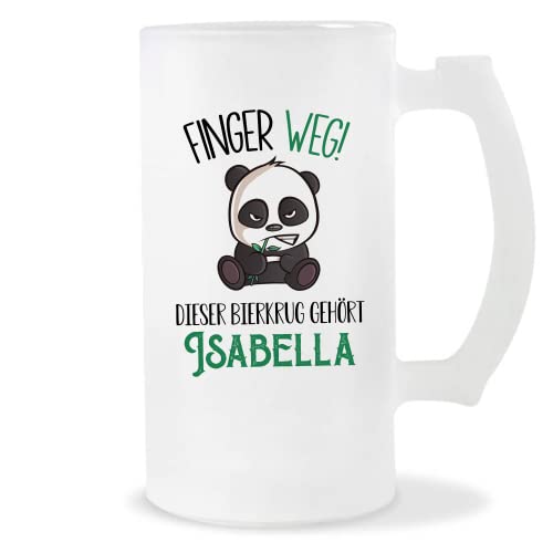 Planetee Bierkrug Isabella | Finger Weg! | Vorname Panda Bierglas mit Spruch lustig Pint Geschenkidee zum Geburtstag von Planetee